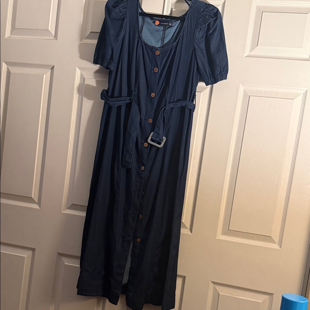 #153 - Casual Navy Blue Light Denim Button-Down Dress